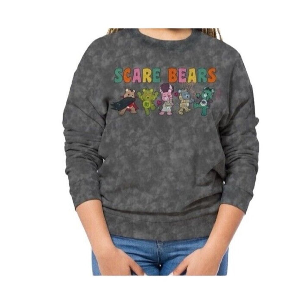 Care Bears Double Sided Scare Bears Gray Marbled Long Sleeve Sweatshirt Size XS